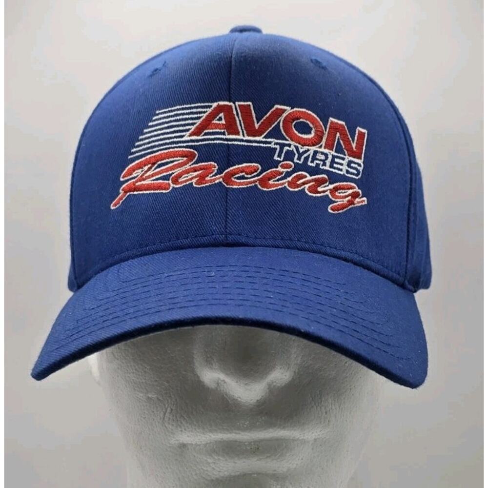 Avon‎ Tyres Racing Fitted Flexfit L/XL Hat Baseball Cap Blue English Motorsports